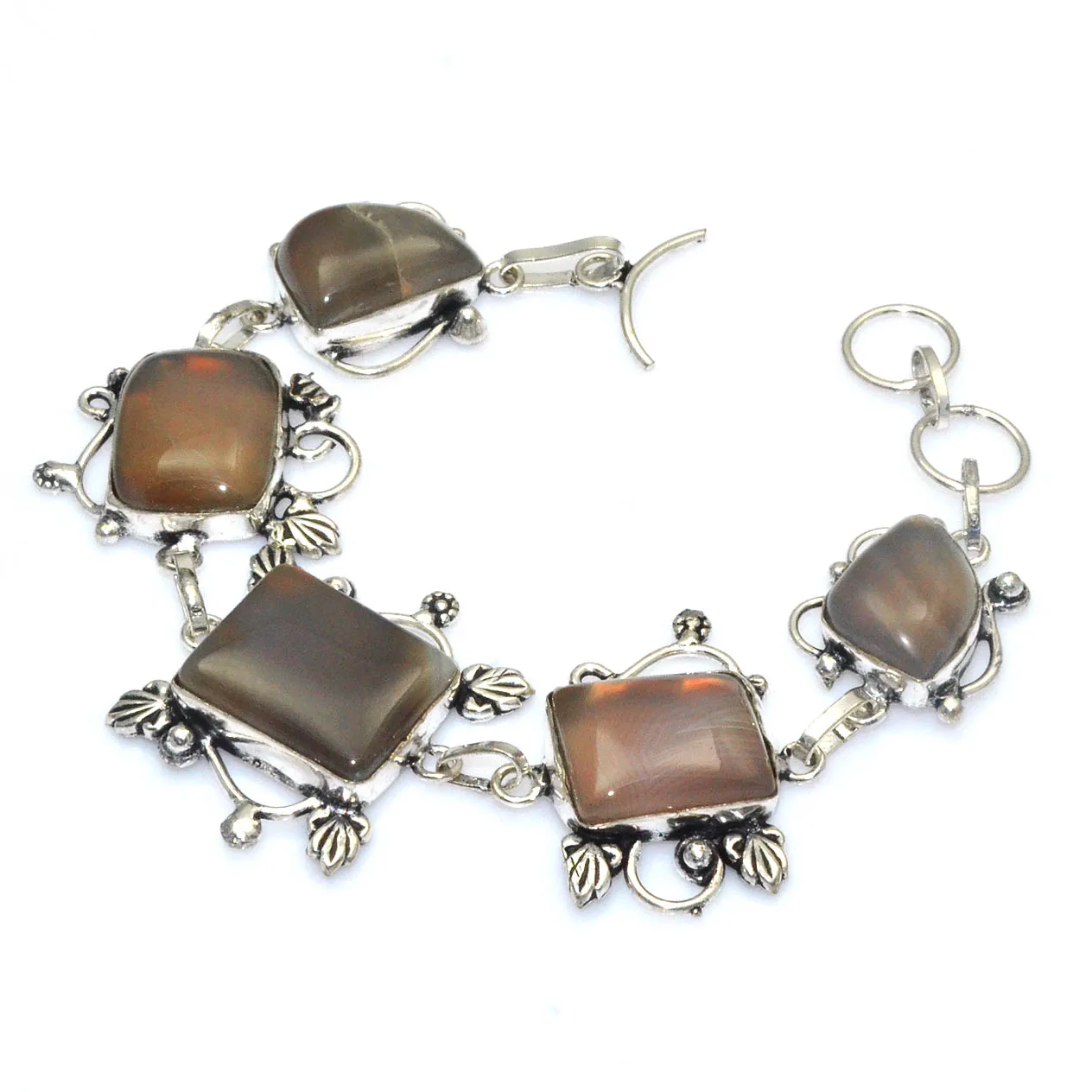 

Genuine Botswana Agate Silver Copper Bracelet , Women Jewelry gift, 20 cm, B4237