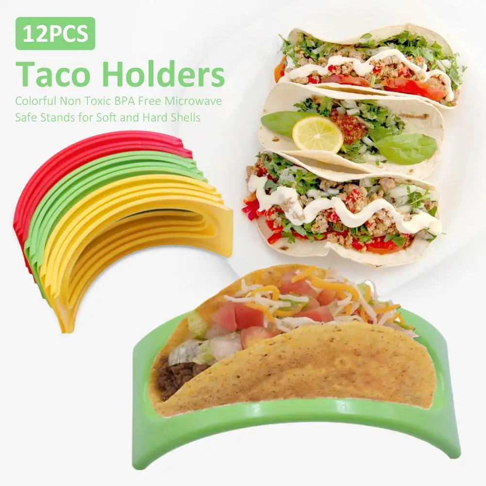 12 шт. красочные пластиковые Taco оболочки держатель стенд пластины протектор Еда