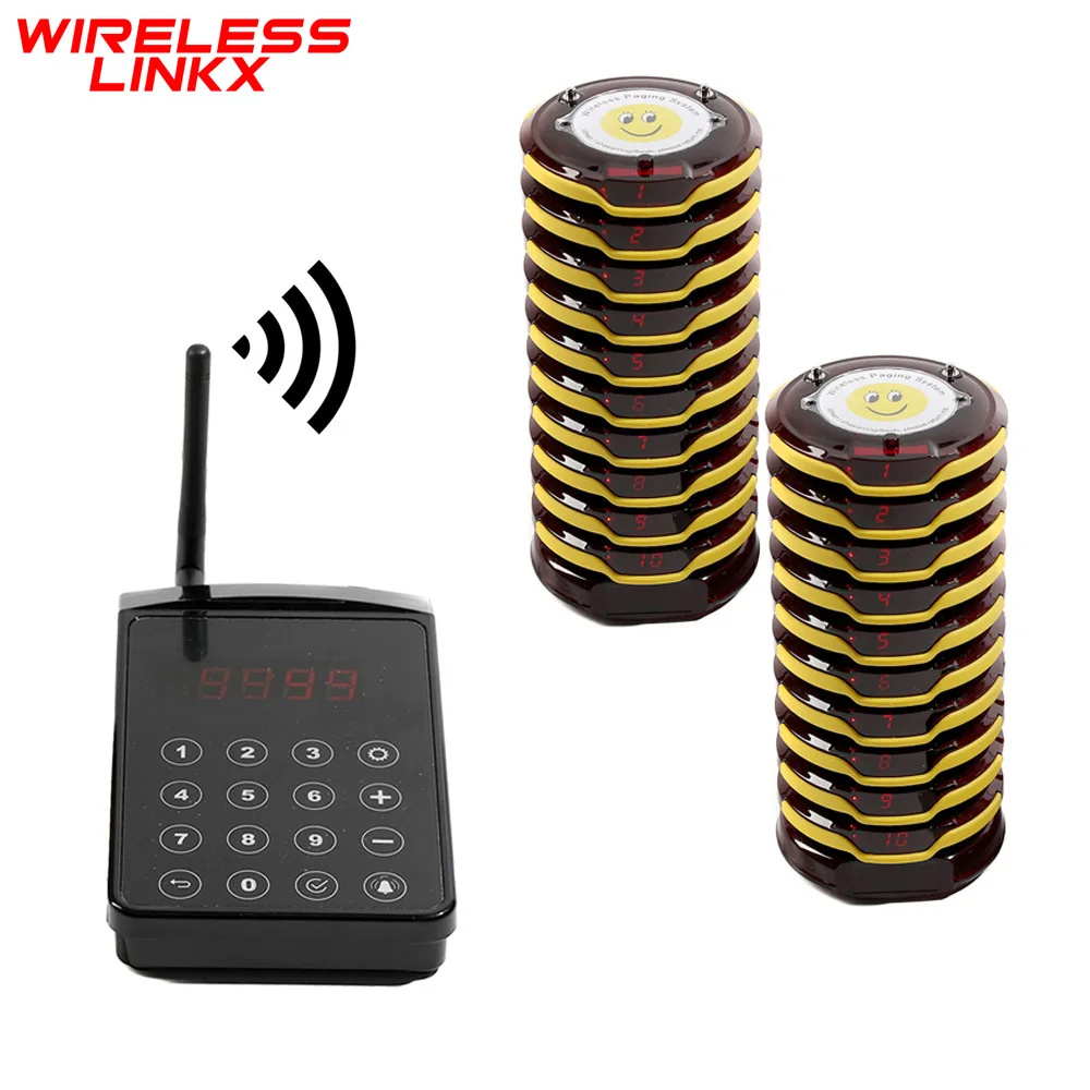 Wirelesslinkx Restaurant Pager Waterproof Wireless Customer Guest Paging System For Food Truck / Court Office