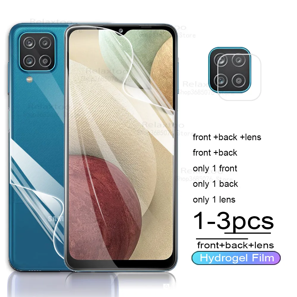 

Гидрогелевая пленка на переднюю и заднюю панель для samsung a12, Защитная пленка для экрана камеры samsung galaxy a 12, a12, стеклянная пленка, чехлы
