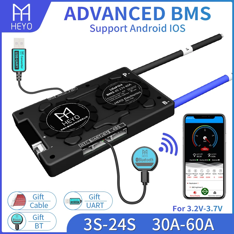 Смарт Bluetooth RS485 12V 24V 36V 48V батарея контроллера 3S 4S 8S 13S 16S 20 24S литий ионный