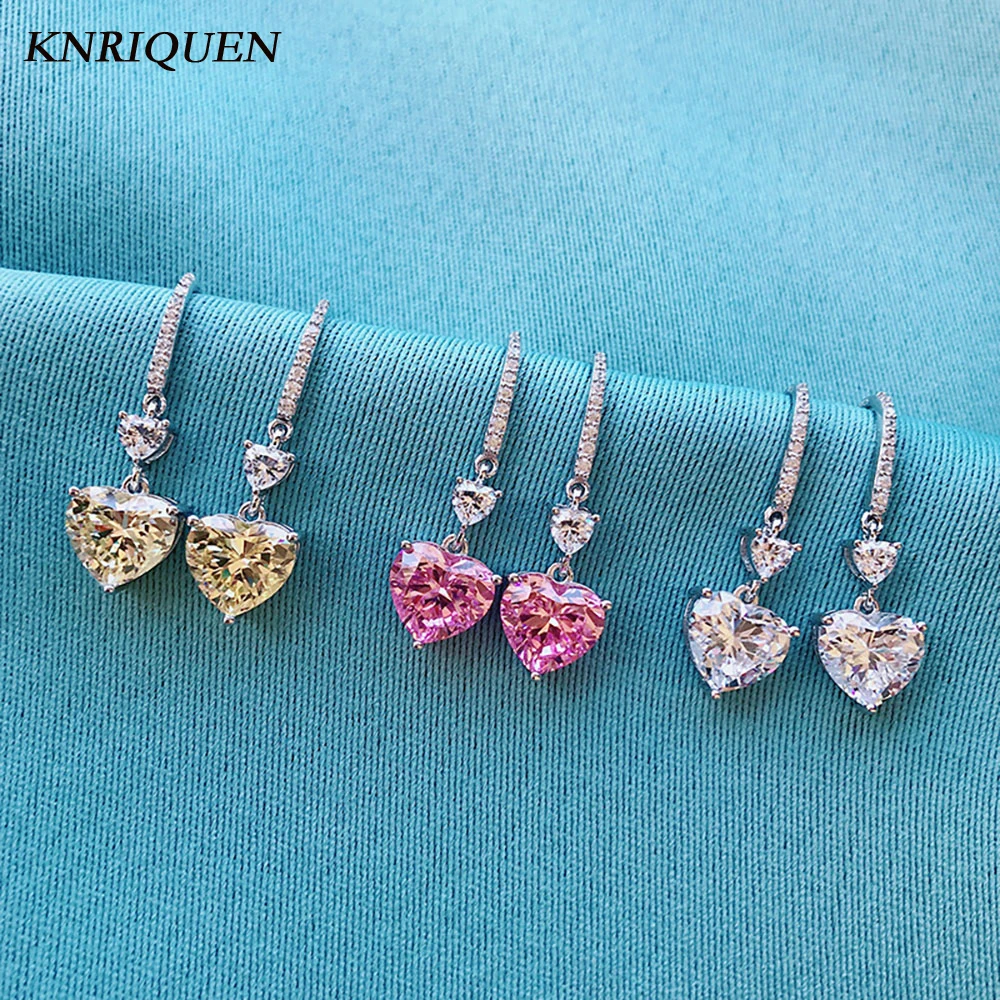 

Charms 925 Sterling Silver Topaz Pink Quartz Lab Diamond Hook Earrings for Women Wedding Engagement Fine Jewelry Romantic Gift