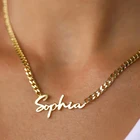 Ожерелья с именем на заказ для женщин, персонализированная золотая цепочка из нержавеющей стали 3 мм, кубинская цепь, кулон-табличка с именем ожерелье, ювелирные изделия