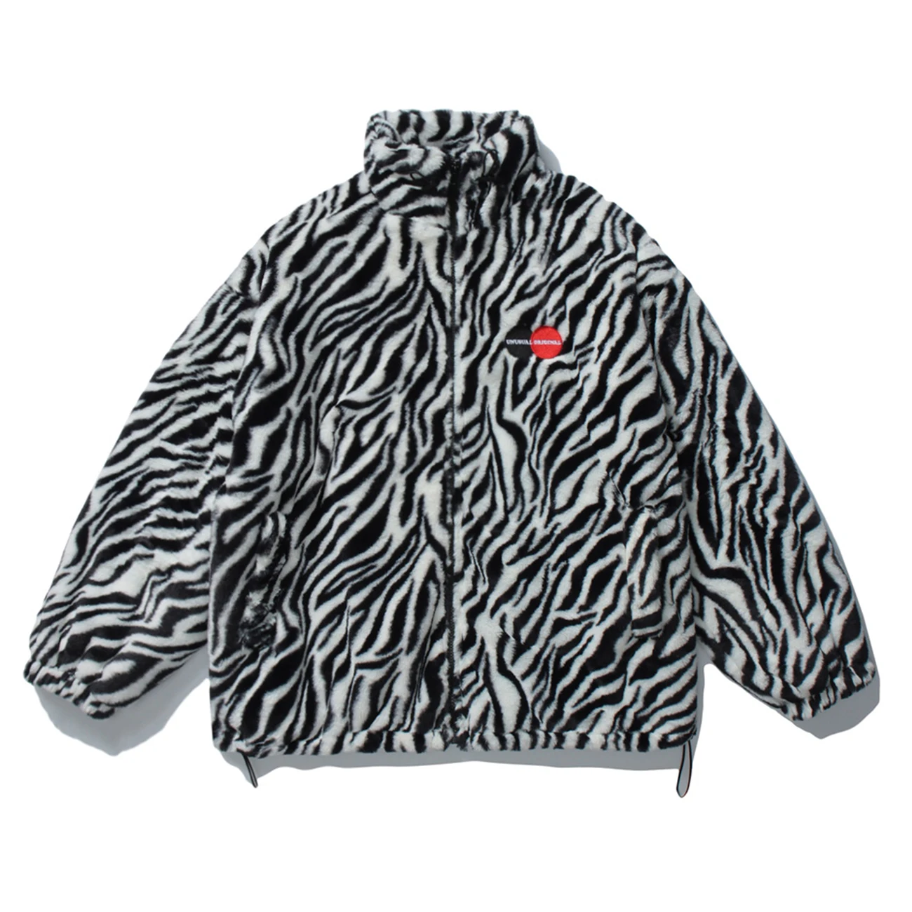 LACIBLE Hip Hop Parka Jacket Men Streetwear Retro Zebra Pattern Lambswool Jacket Coats 2020 Winter Harajuku Jacket Warm Outwear