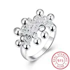 Женское коктейльное кольцо из серебра 100% пробы, с гладкой искусственной кожей, размер 6, 7, 8, 9, 10, подарок на Рождество для девочек и детей