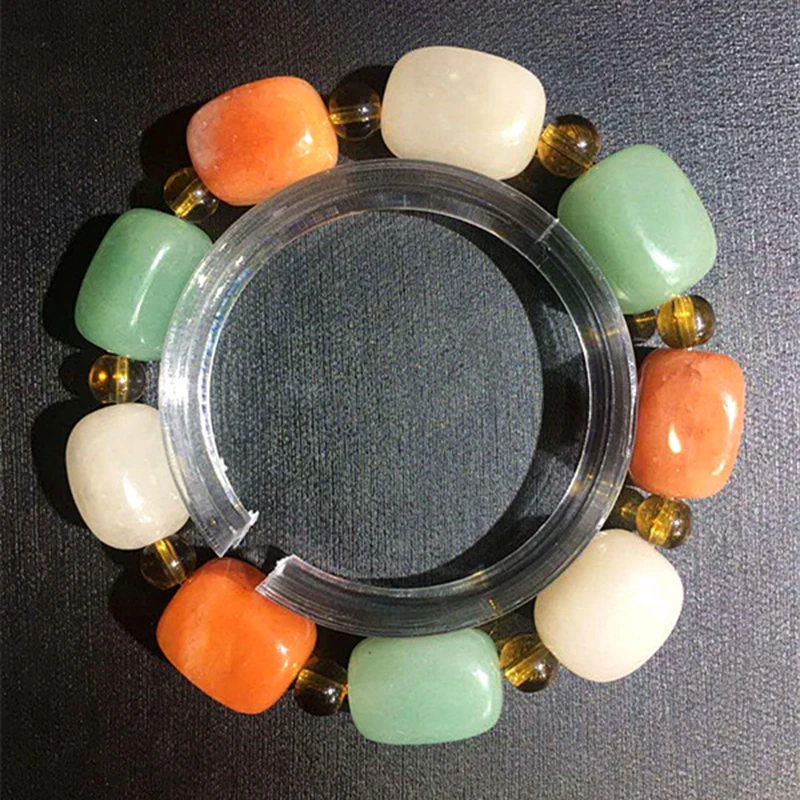 

Natural Colorful Jade Elastic Bead Bracelet Women Healing Gemstone Jewelry Real Chinese Golden Silk Jades Stone Beaded Bangles