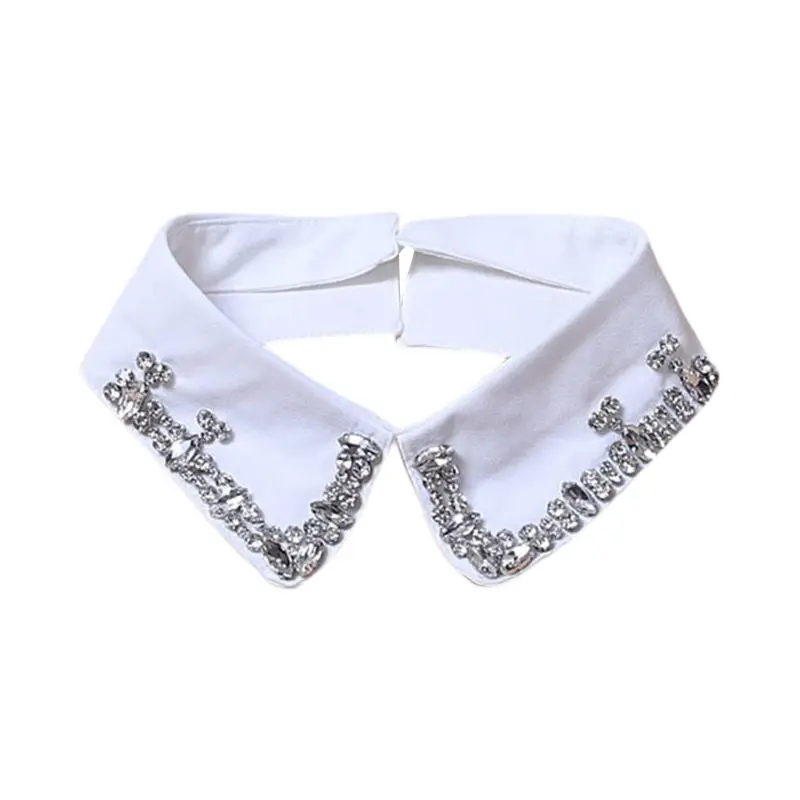 Женский декоративный воротник со стразами Черный Съемный подвеска лацкан |