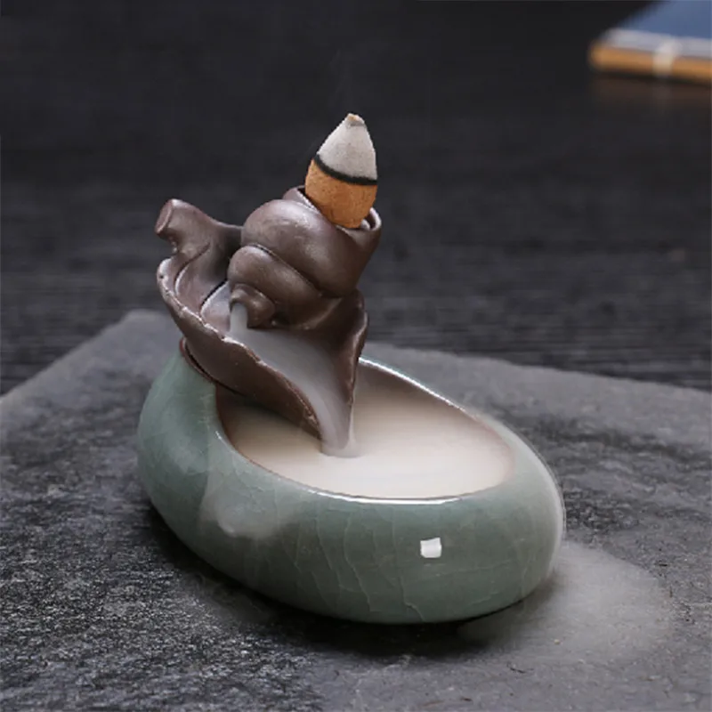 Керамическая курильница с бамбуковым плотом креативная водопадом подставка для