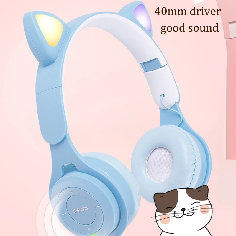 Детские беспроводные наушники с милыми кошачьими ушками игровой геймпад