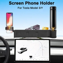 For Tesla Model 3 Model Y Car Cell Phone Mount Cup Holder & Glasses Holder Screen Mobile Phone Bracket Interior Accessories