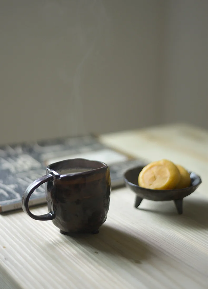 

220ml handmade stoneware mug Japanese creative milk cup water cup retro ceramic cup with coffee cup