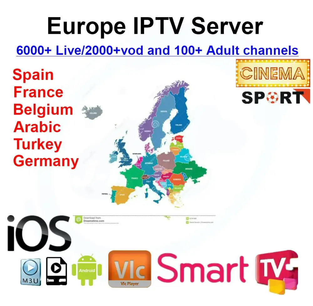 Европа iptv Испания iptv Франция iptv Португалии iptv или FREESAT V7 3/6/8 линийcccam кабель 1 год cccam спутниковый приемник