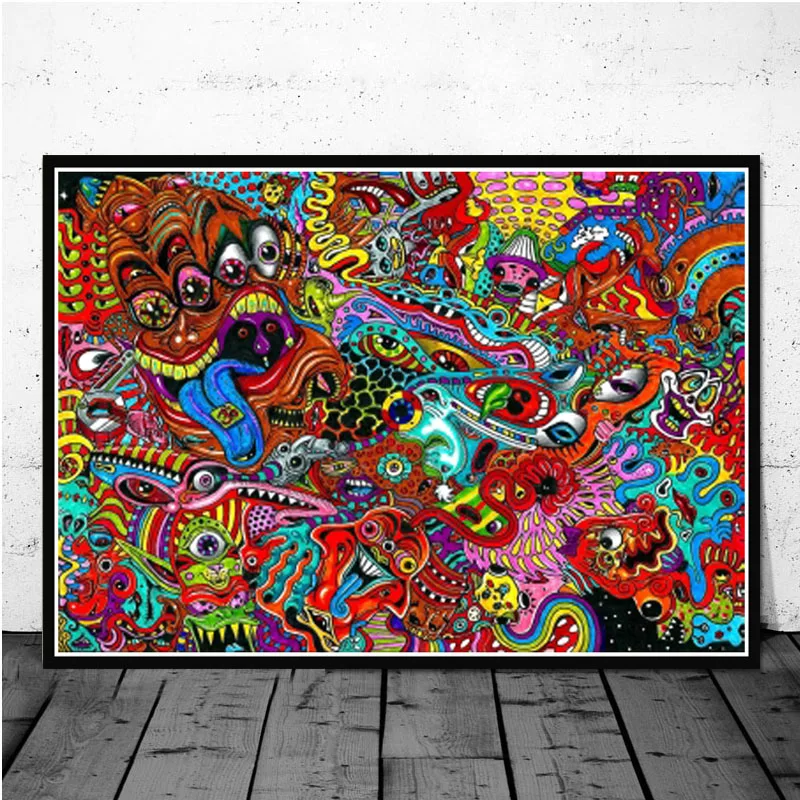 Акриловая абстрактная картина с кислотой Lsd психоделический черный свет плакат