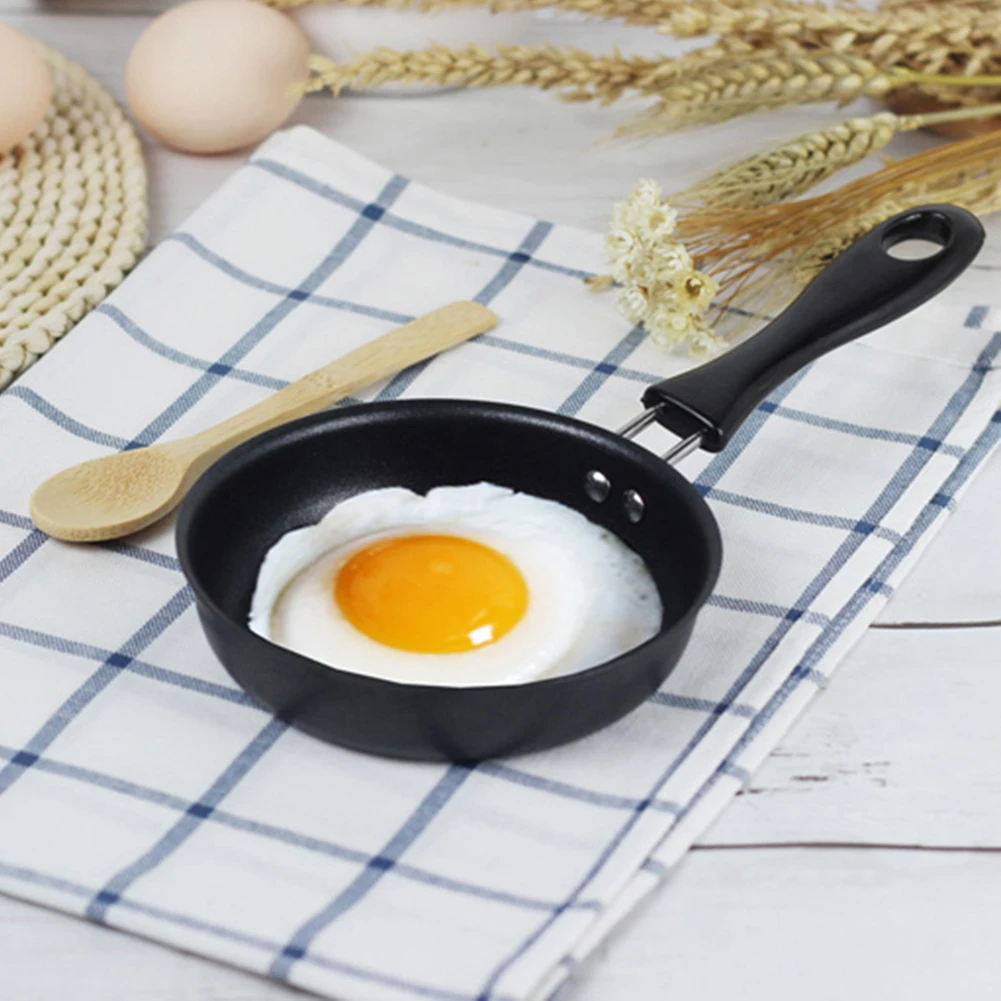 

12cm Mini Portable Egg Pot Frying Pan Breakfast Omelette Home Non Stick Long Handle Anti-scratch Coating Kitchen Supplies