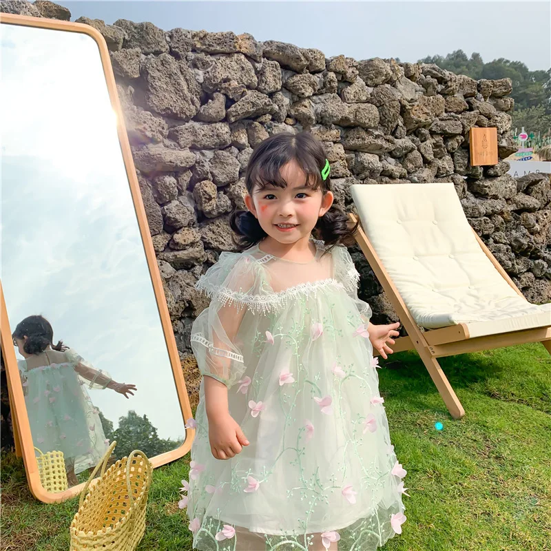 Детские платья для девочек летнее светло-зеленое вечерние жевное платье на