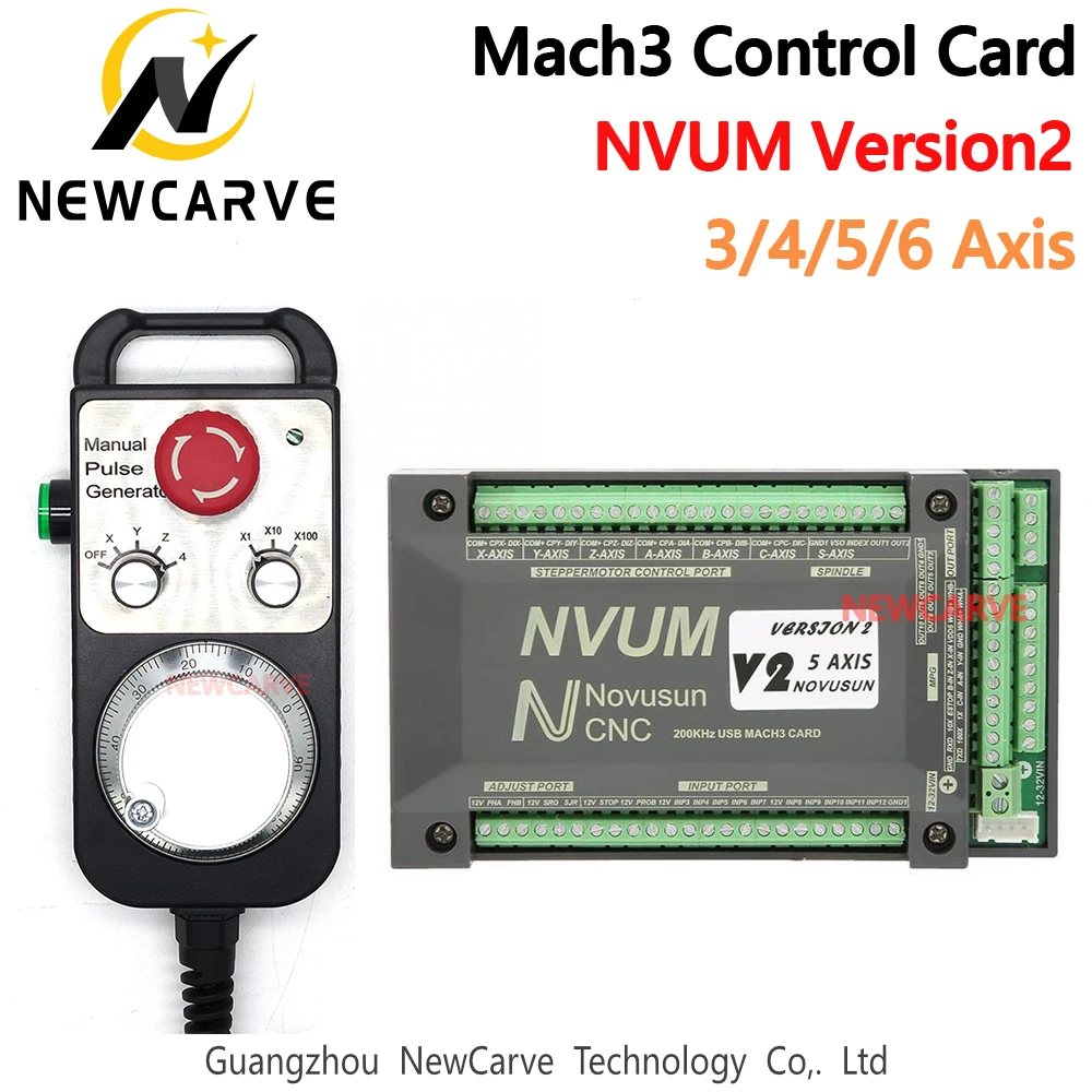 DIY Engraver: 3/4/5/6 AXIS NVUM Mach3 Controller + MPG Handwheel  4 6 Axis USB Port 200KHz For CNC Router NEWCARVE