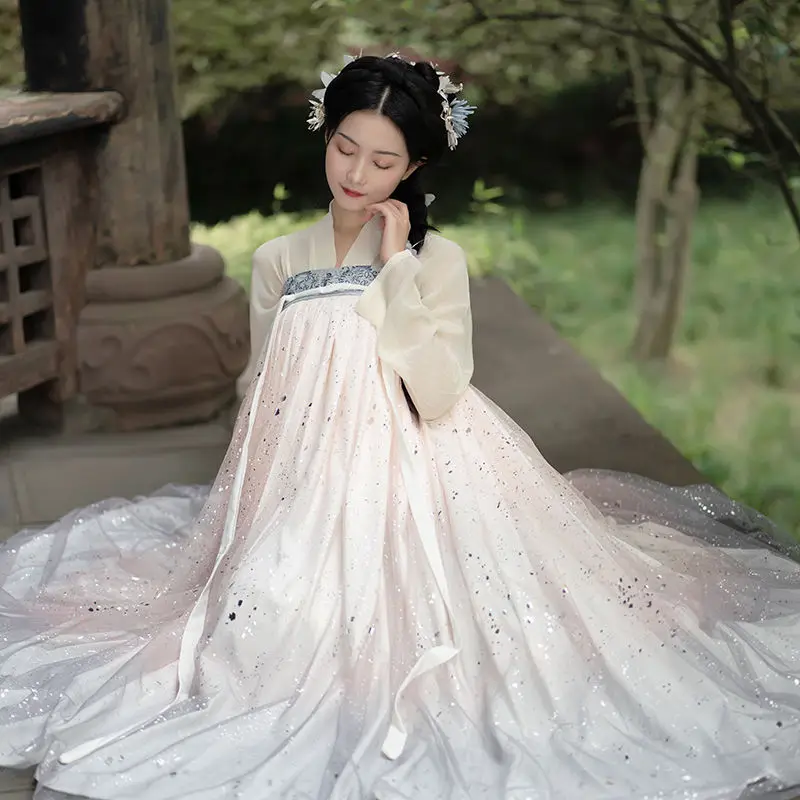 Костюм для народных танцев с пайетками традиционное китайское платье феи