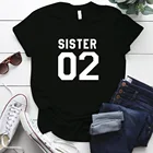 Mujer Camisetas SISTER 02 Футболка с принтом для друзей повседневные винтажные летние женские футболки размера плюс S-5xl Топы с коротким рукавом Y2k