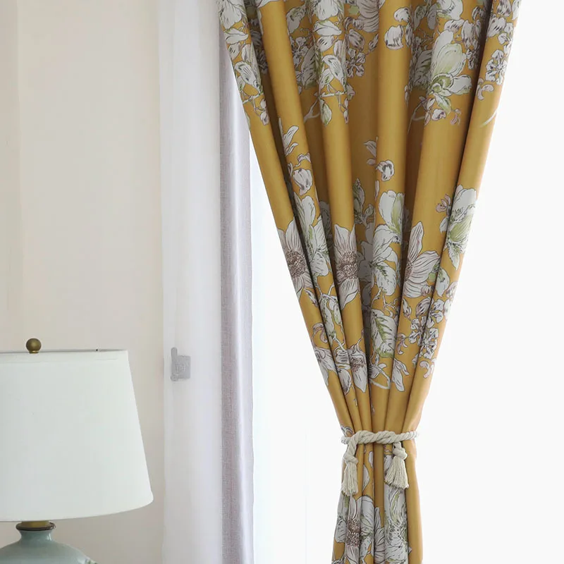 

Modern Simple Chinese Curtain Black Silk Shade Cloth Printing Curtains for Bedroom Living Room Bedroom Blackout Curtain