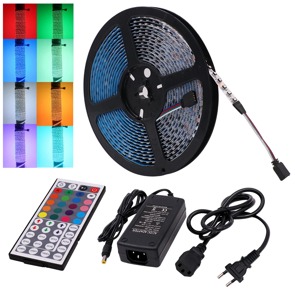 

Светодиодные ленты светильник s 5M RGB 3535 SMD гибкая лента Водонепроницаемый RGB светодиодный светильник + 44Key IR RGB контроллер + 12V 3A 5A EU/US/UK/AU разъем