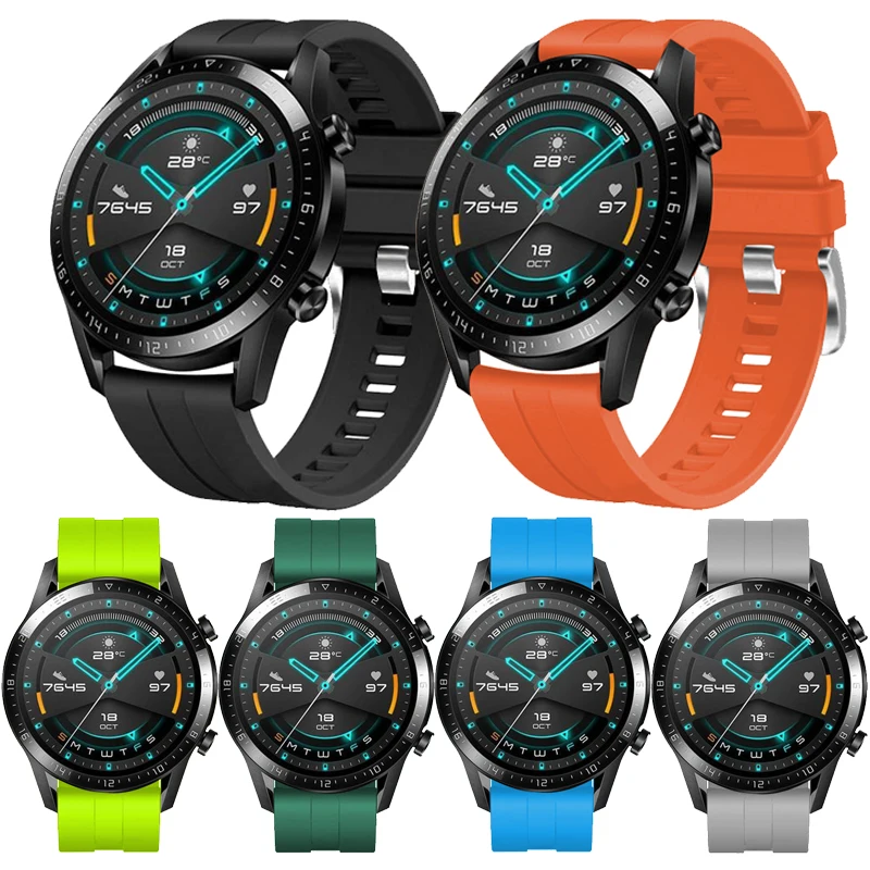 

Silicone Strap For Huawei Watch GT 2 GT2 Honor Magic 2 46mm Watch Strap Monochrome Sport Replacement Bracelet Bands Wristband