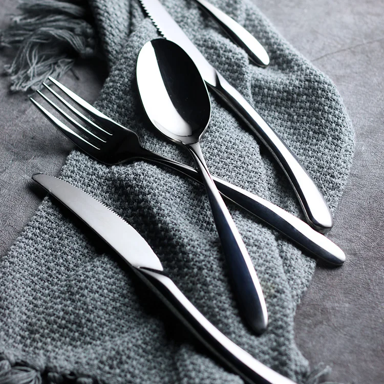 

Silver Dinnerware Knife Fork Stainless Steel Set Modern Dinnerware Set Simple Rustic Geschirr Set Dinnerware Sets BG50DS