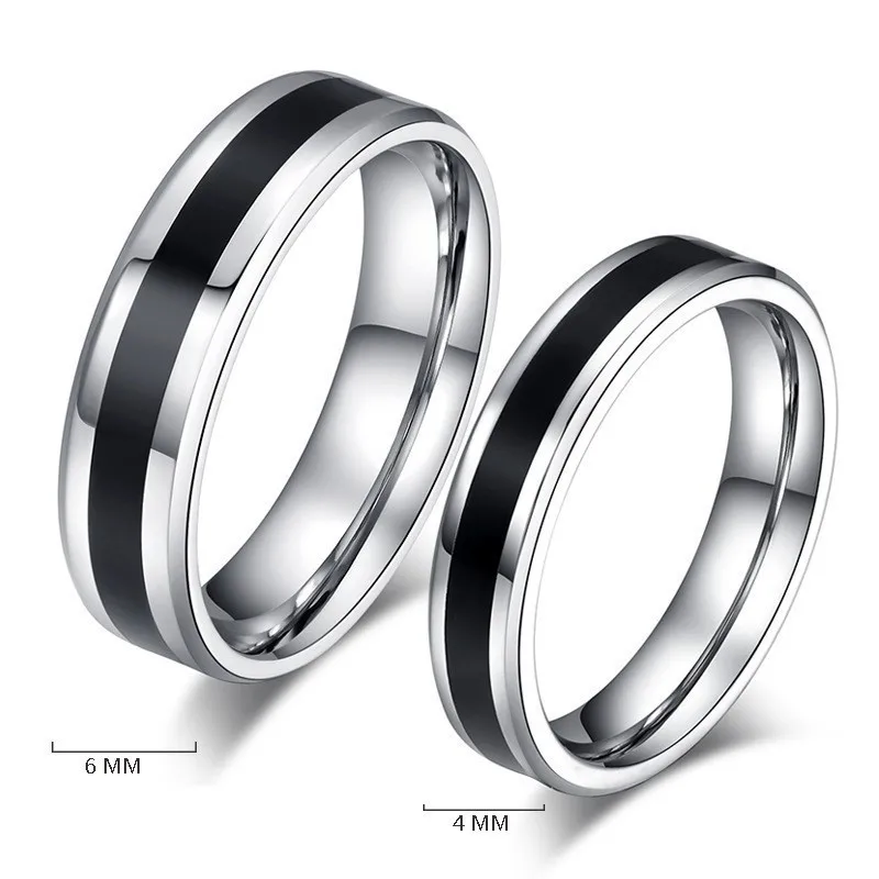

316L Stainless steel Ring Silvery Black Simple Design Couple Wedding Band Ring for Women Men Popular Ring Fashion Jewelry Party