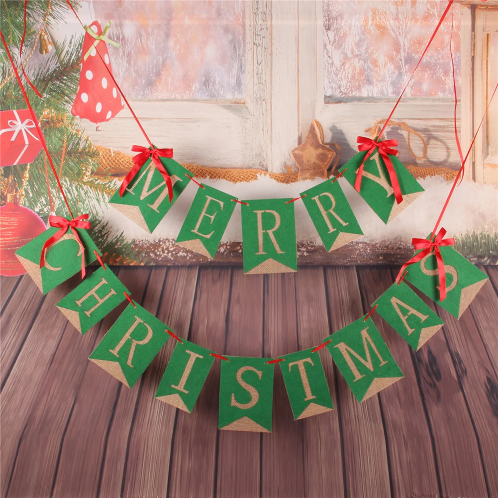Праздничный Рождественский баннер из мешковины | Дом и сад