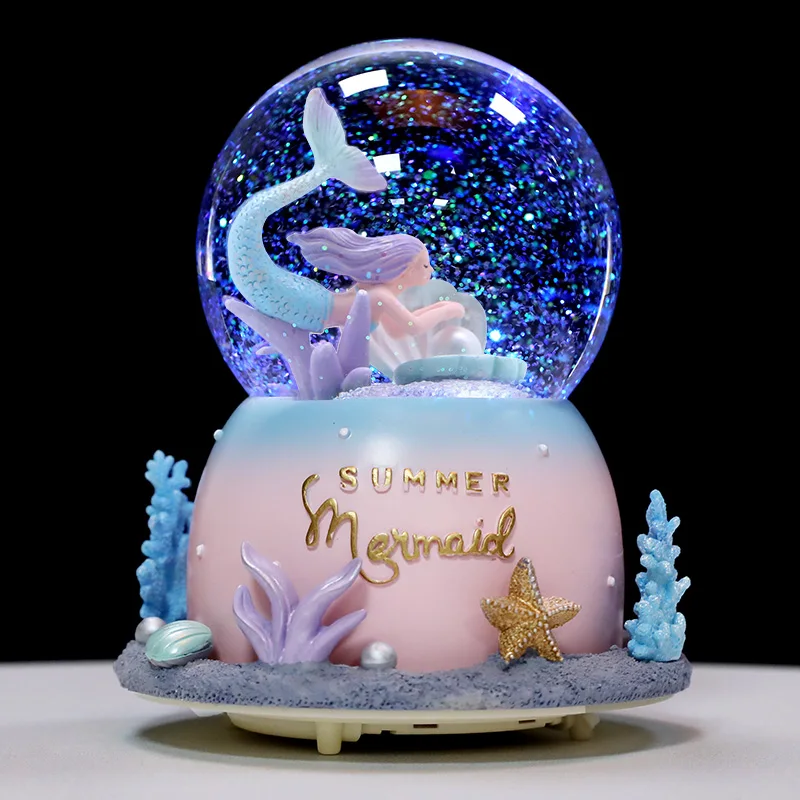 

Crystal Ball Music Box Cute Christmas Present Birthday Gift Music Boxes Luminous Daughter Boite Musique Home Accessories EH60MB