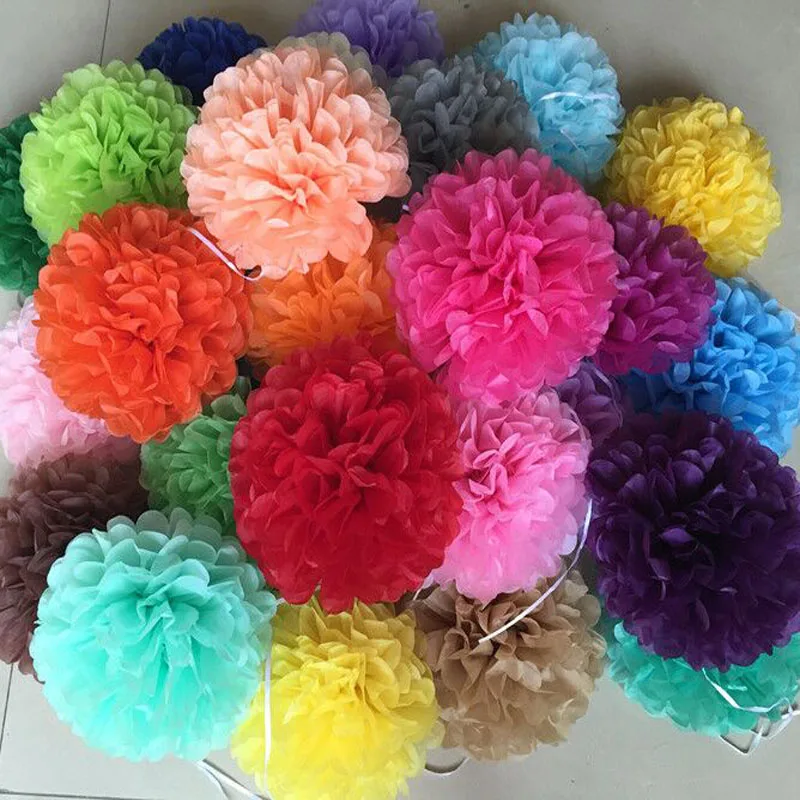 10 шт хаки Pom Poms папиросная бумага цветок шар торговый центр магазин партия сделай