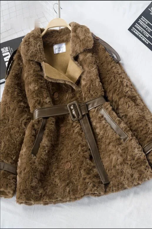 

For Women Lambswool Parka Waist Belt Slim Jacket Two Side Avaliable Winter Coat
