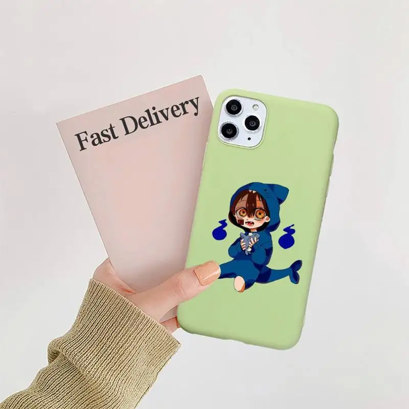 

Japanese Comics Hanako Kun Manga Phone Case Candy Color Green for iPhone 11 12 pro XS MAX 8 7 6 6S Plus X SE 2020 XR