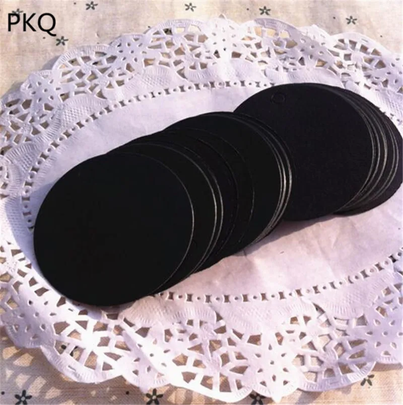 100 шт белые черные коричневые крафт бумажные бирки Круглая этикетка свадебные