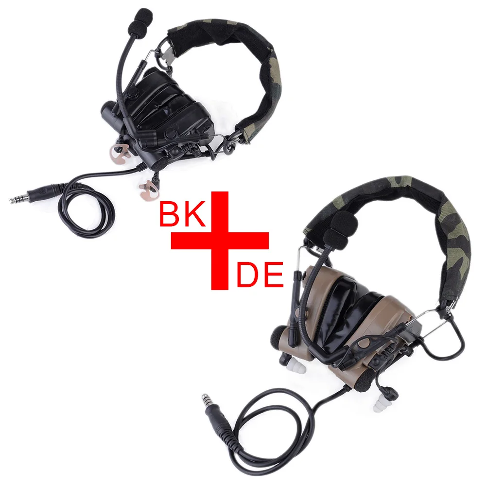 BKDE Softair Comtac IV наушники с шумоподавлением коммуникационные авиационные наушники боевые тактические наушники WZ038 аксессуары для страйкбола - Цвет: BKDE