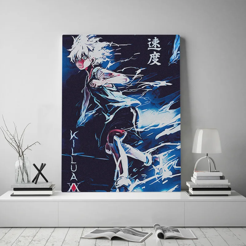 

HUNTERxHUNTER HxH Killua Anime Poster Framed Wooden Frame Canvas Painting Wall Art Decor Room Study Home Decoration Prints