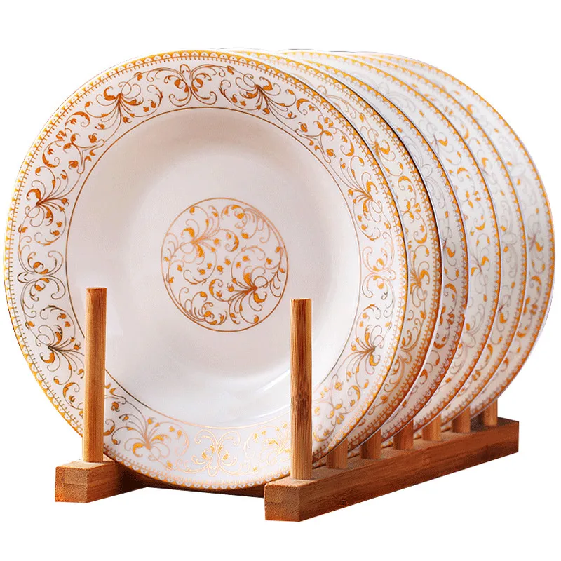 

6pcs/set American Dining Room Ceramic Tableware Jingdezhen Bone China Porcelain Dinnerware 8*inch Deep Soup Dishes Sushi Plates