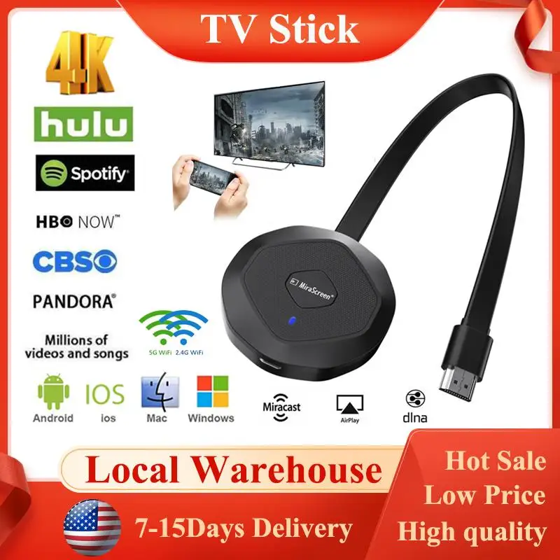 

G27 TV Stick Wireless Display Dongle 4K HD Mirror Screen HDMI-Compatible Display Receiver 2.4G/5G Wifi Adapter for iOS Android