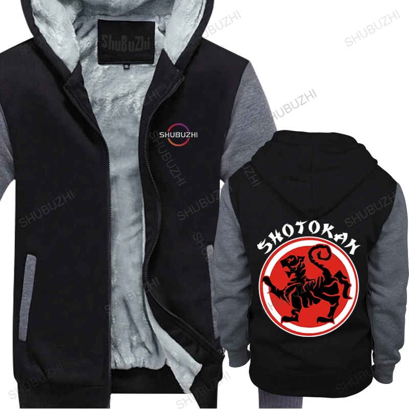 

new brand cotton man fleece hoody winter jacket Karate Shotokan Tiger Logo warm coat pullover mans shubuzhi hooded sweatshirt