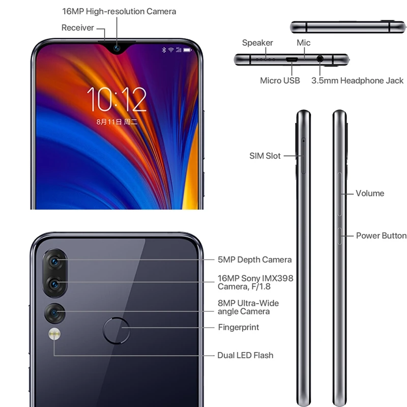 Lenovo Z5S L78071 смартфон с 6 3 дюймовым дисплеем восьмиядерным процессором Snapdragon 710 ОЗУ