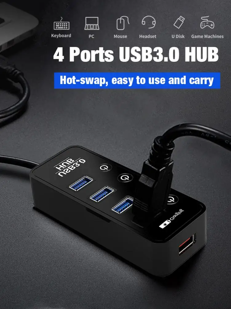 Высококачественный usb хаб 4 портовый USB 3 0 концентратор адаптер с переключателями