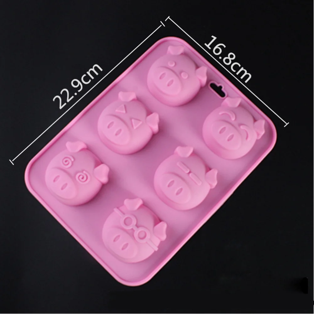 

Silicone Cake Mold 6-Compartment Head Cake Decorating Tool Cupcake Dessert Chocolate Fondant Mold - 22.9x16.8x2.8cm (Random