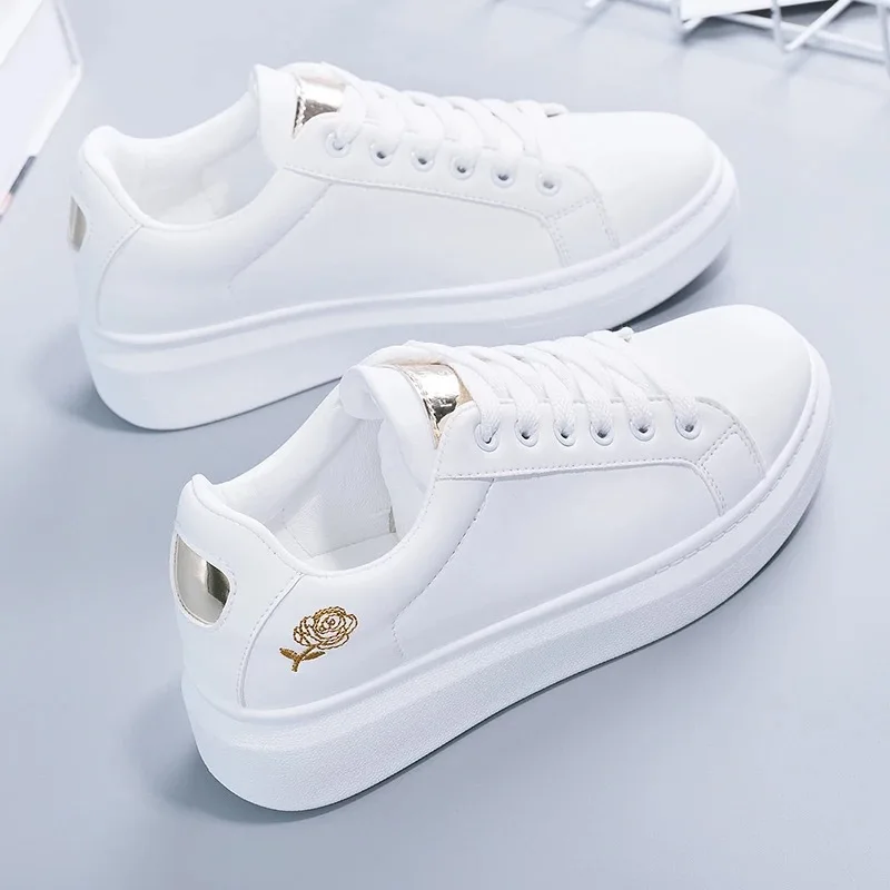 

2020 New Spring Tenis Feminino Lace-up White Shoes Woman PU Leather Solid Color Female Shoes Casual Women Shoes Sneakers