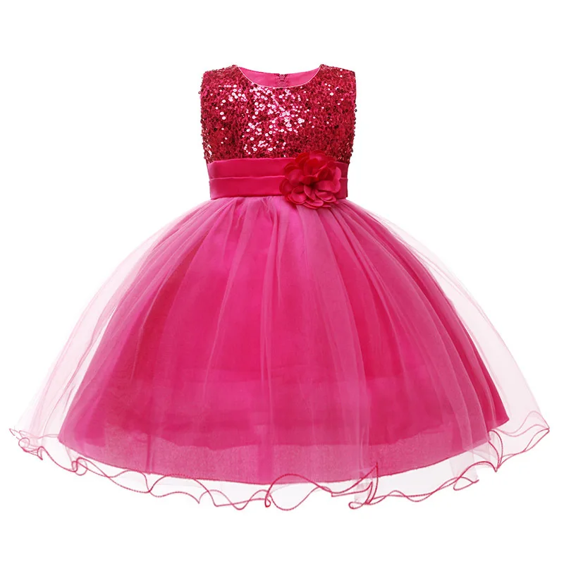 Розово-красный Children Halloween Girl Costume Princess Dress Toddler 7 Colors Candy Wedding Dresses for Girls Flowers Kids Holiday Gift - Цвет: Розово-красный