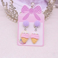 13 styles cute pink donut ice cream clip on earrings for children girls no pierced earring jewelry birthday xmas gifts accessory