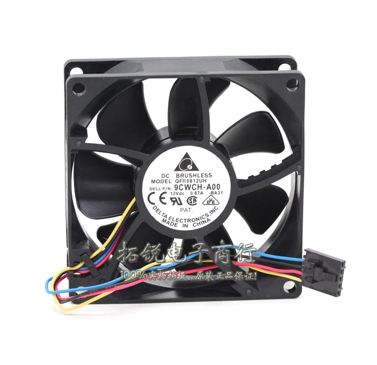 4-проводной вентилятор охлаждения сервера Delta Electronics QFR0812UH 9CWCH-A00 BA31 DC 12 В 0.87A 80x80x25 мм
