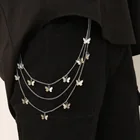 Металлическая цепочка на талию для брюк в стиле панк, трехслойная уличная цепочка брюки с бабочками для женских брюк, ювелирные изделия для джинсов пояс-цепочка на талию