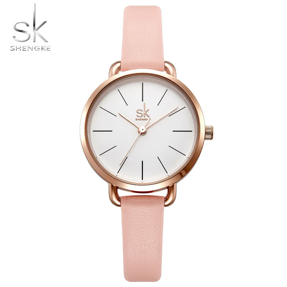 

Shengke 2021 New Women Watch Leather Belt Watch Dial Clock Waterproof Quartz Watch Ladies Casual Fashion Wristwatch Clock