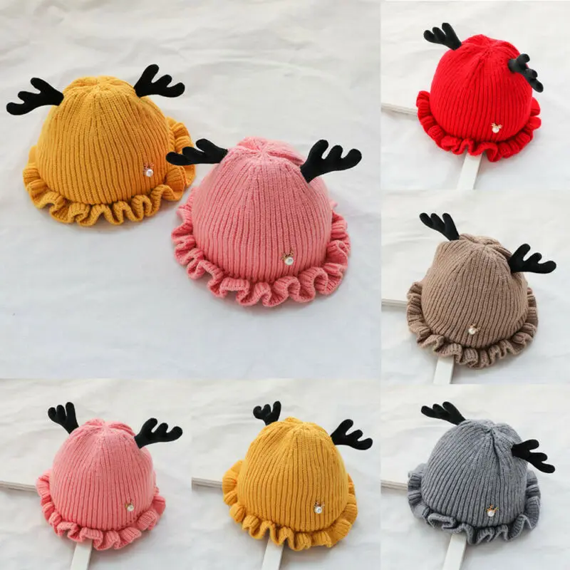Вязаные крючком шапки с оленьими рогами ручной работы для новорожденных