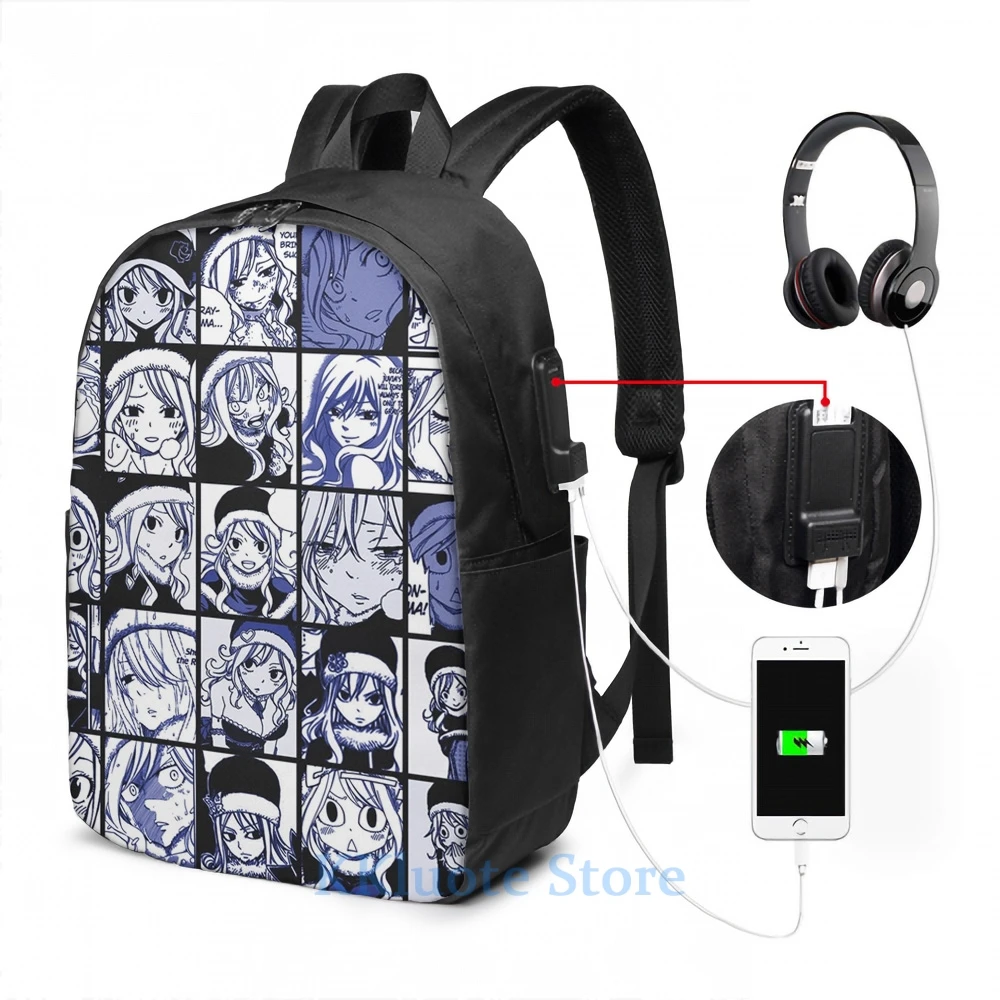 Funny Graphic print Juvia Lockser - Fairy tail Collage USB Charge Backpack men School bags Women bag Travel laptop | Багаж и сумки