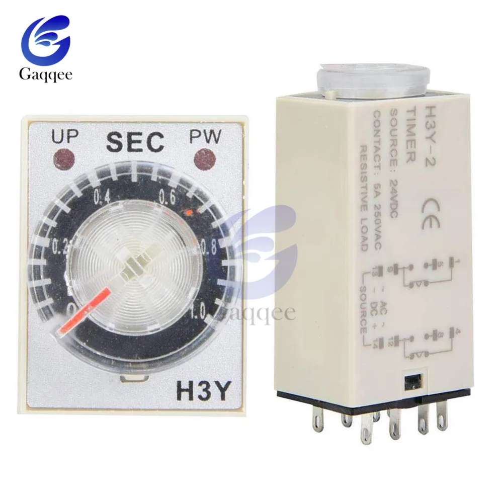 H3Y 2 реле времени 8 Pin 5A AC 110V 220V DC 12V 24V 0 30 Second Delay DPDT переключатель твердотельная